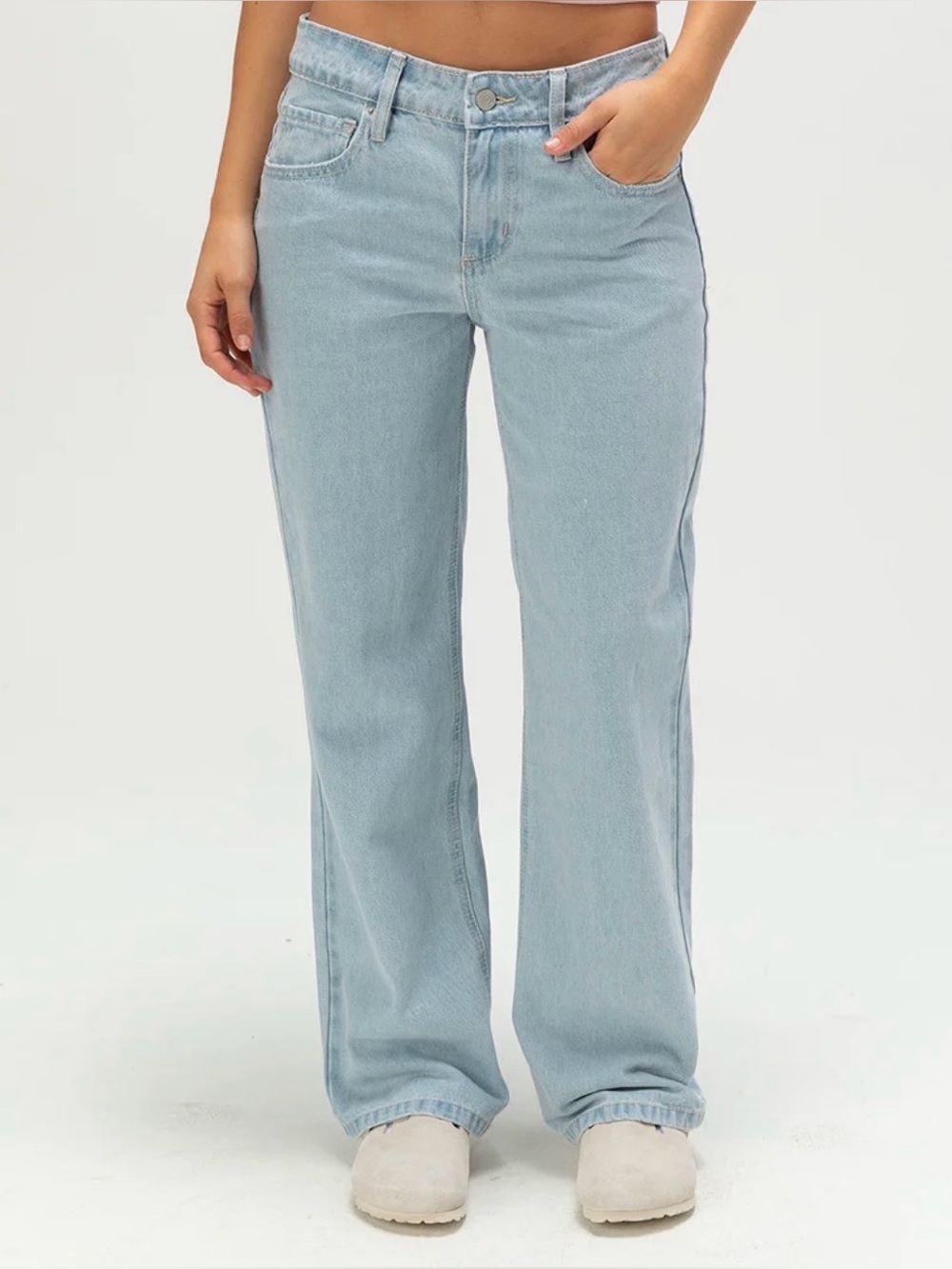 RSQ Womens Low Rise Loose Straight Hibiscus Pocket Jeans